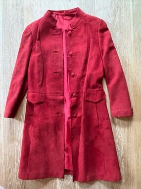 Vintage Cherry London Suede Leather Coat |XS Petite|Crimson Red|Collectors Piece